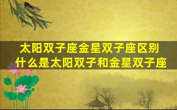 太阳双子座金星双子座区别 什么是太阳双子和金星双子座